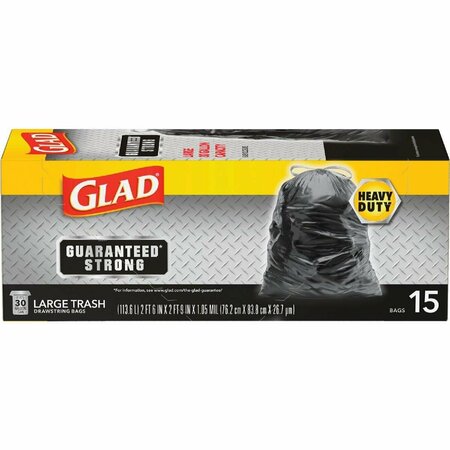 GLAD Guaranteed Strong 30 Gal. Large Black Trash Bag, 15PK 70022